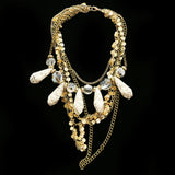 Luxury Semi-Precious Crystal Choker-Necklace Gold & White NWOT