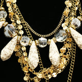 Luxury Semi-Precious Crystal Choker-Necklace Gold & White NWOT