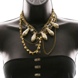 Luxury Semi-Precious Crystal Choker-Necklace Gold & White NWOT