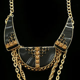 Luxury Semi-Precious Crystal Necklace Gold & Black NWOT