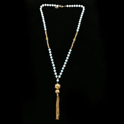 Luxury Crystal Y-Necklace Gold/Blue NWOT