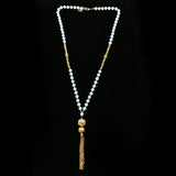 Luxury Crystal Y-Necklace Gold/Blue NWOT