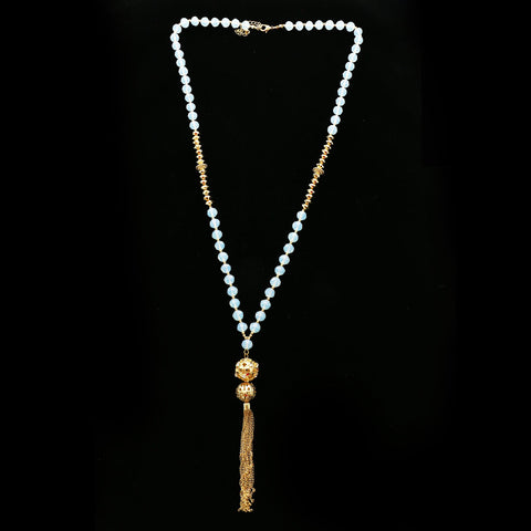 Luxury Crystal Y-Necklace Gold/Blue NWOT