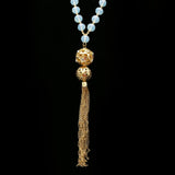 Luxury Crystal Y-Necklace Gold/Blue NWOT