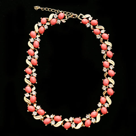 Luxury Crystal Necklace Gold/Pink NWOT