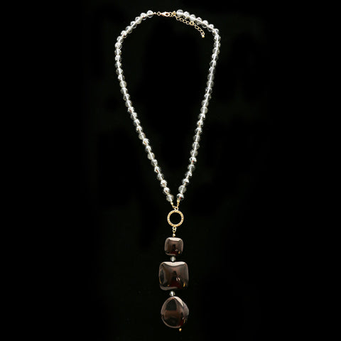 Luxury Crystal Y-Necklace Gold/Black NWOT
