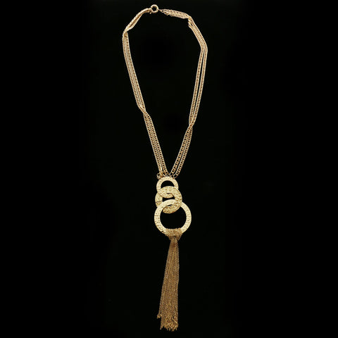 Luxury Hammered Finish Y-Necklace Gold NWOT