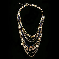 Luxury Hammered Finish Necklace Gold/Blue NWOT