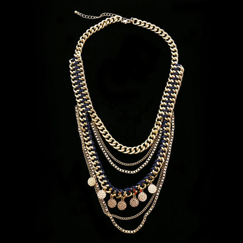 Luxury Hammered Finish Necklace Gold/Blue NWOT