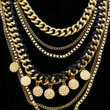 Luxury Hammered Finish Necklace Gold/Blue NWOT