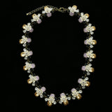 Luxury Crystal Flower Necklace Gold & Purple NWOT