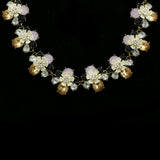 Luxury Crystal Flower Necklace Gold & Purple NWOT