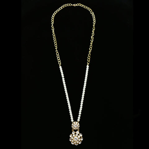 Luxury Crystal Pearl Necklace Gold & White NWOT
