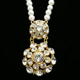 Luxury Crystal Pearl Necklace Gold & White NWOT