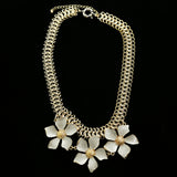 Luxury Flower Necklace Gold/Gray NWOT