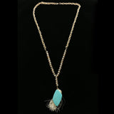 Luxury Semi-Precious Stone Y-Necklace Gold/Blue NWOT