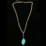 Luxury Semi-Precious Stone Y-Necklace Gold/Blue NWOT