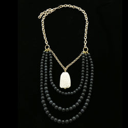 Luxury Semi-Precious Stone Necklace Gold/Black NWOT
