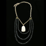Luxury Semi-Precious Stone Necklace Gold/Black NWOT