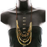 Luxury Wooden Beads Necklace Gold/Brown NWOT