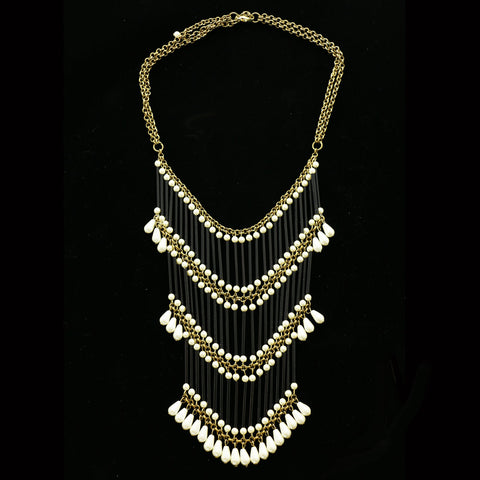 Luxury Pearl Necklace Gold/Black NWOT