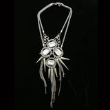 Luxury Crystal Spikes Necklace Silver NWOT