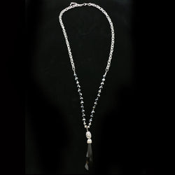 Luxury Crystal Y-Necklace Silver/Black NWOT