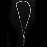 Luxury Crystal Y-Necklace Silver/Black NWOT