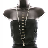 Luxury Crystal Y-Necklace Silver/Black NWOT