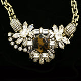 Luxury Crystal Antiqued Necklace Gold & Brown NWOT