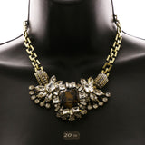 Luxury Crystal Antiqued Necklace Gold & Brown NWOT