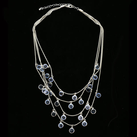 Luxury Faceted Necklace Silver/Blue NWOT