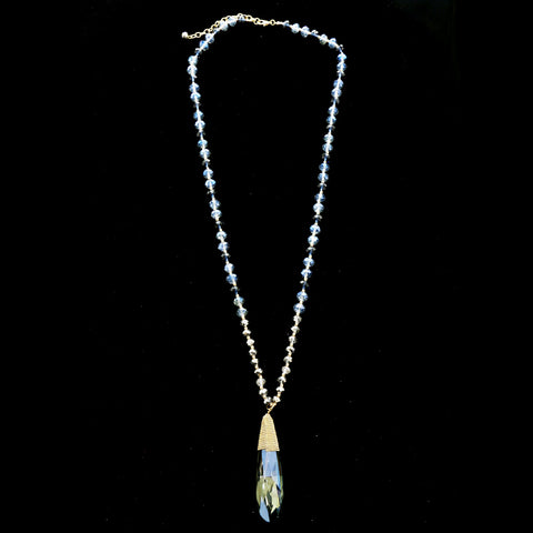 Luxury Crystal Necklace Gold/Blue NWOT