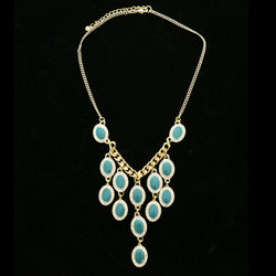 Luxury Crystal Necklace Gold/Blue NWOT