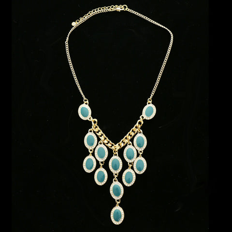 Luxury Crystal Necklace Gold/Blue NWOT