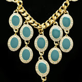 Luxury Crystal Necklace Gold/Blue NWOT