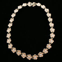 Luxury Crystal Flower Necklace Gold & Pink NWOT