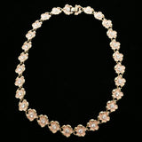 Luxury Crystal Flower Necklace Gold & Pink NWOT