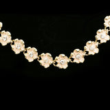 Luxury Crystal Flower Necklace Gold & Pink NWOT