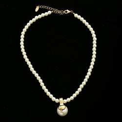 Luxury Pearl Crystal Choker-Necklace Gold & White NWOT