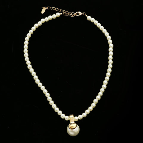 Luxury Pearl Crystal Choker-Necklace Gold & White NWOT