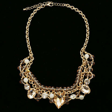 Luxury Crystal Necklace Gold/Peach NWOT