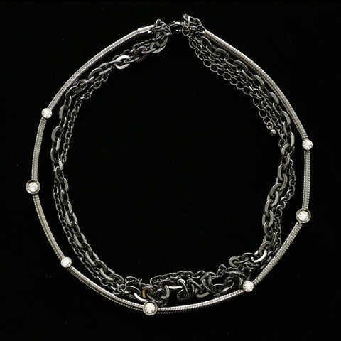 Luxury Crystal Choker-Necklace Gunmetal NWOT