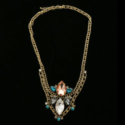 Luxury Crystal Antiqued Necklace Gold & Pink NWOT