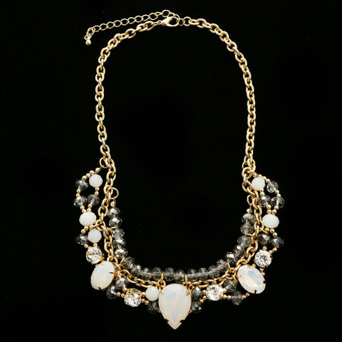 Luxury Crystal Necklace Gold/White NWOT