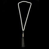 Luxury Crystal Y-Necklace Gunmetal/White NWOT