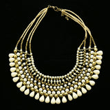 Luxury Semi-Precious Stone Necklace Gold/White NWOT