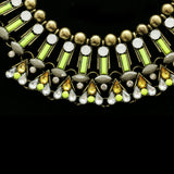 Luxury Crystal Antiqued Necklace Gold & Green NWOT