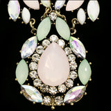 Luxury Crystal Antiqued Necklace Gold & Pink NWOT