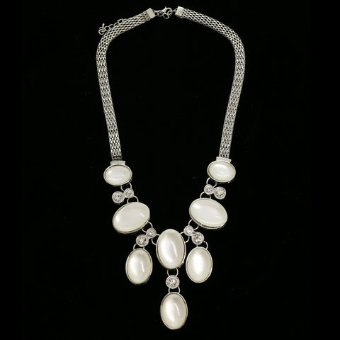 Luxury Crystal Necklace Silver/White NWOT